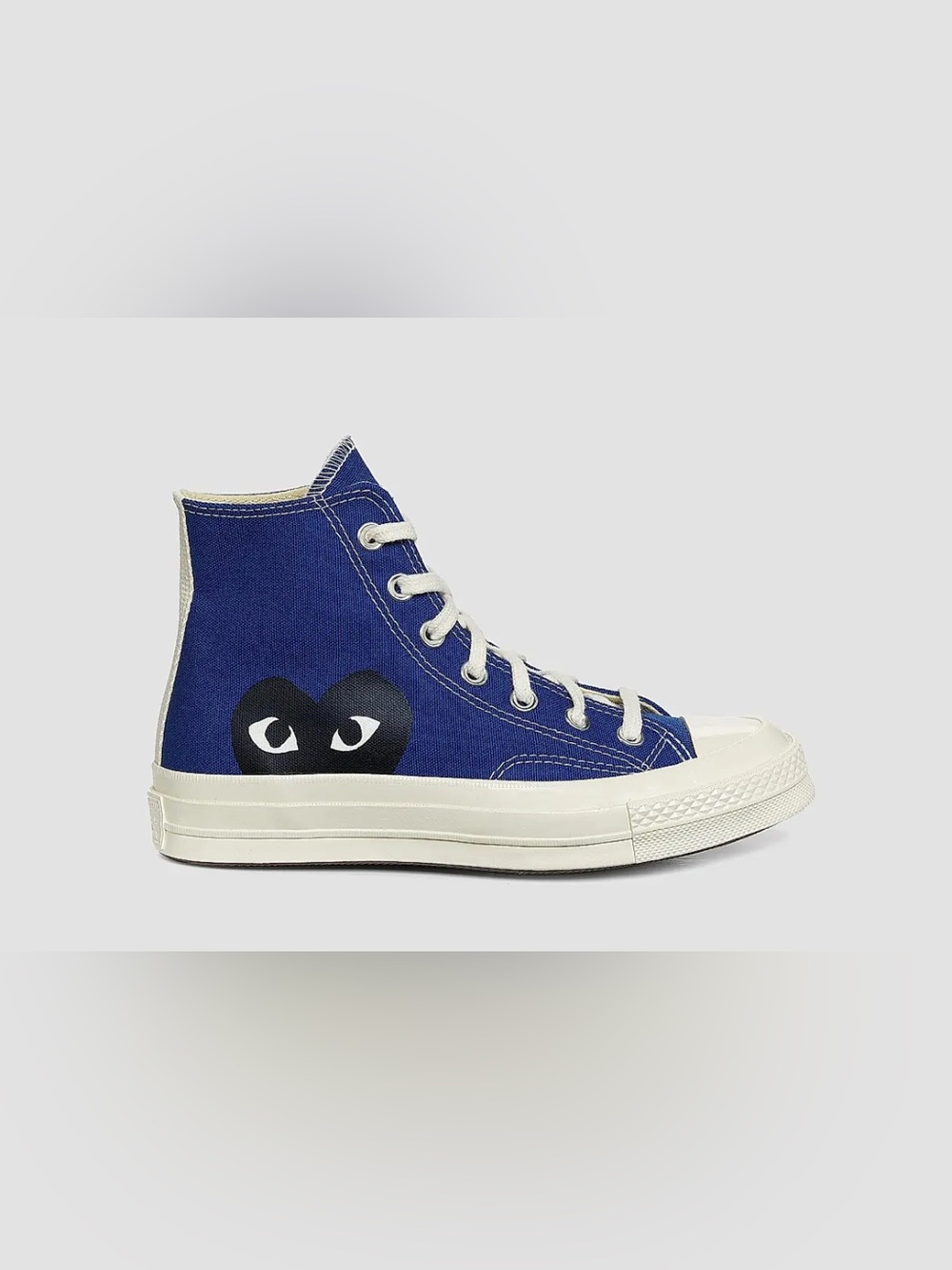 Comme des Garcons PLAY High-Top Canvas Sneakers in Blue with Black Heart Logo